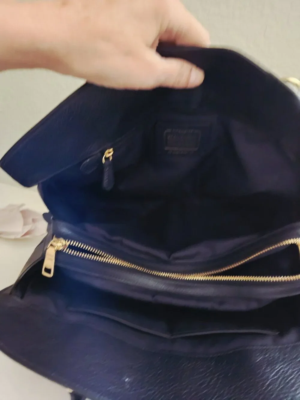 Like New Coach Mercer Midnight/ Blue Leather Shoulder Bag Tote Purse